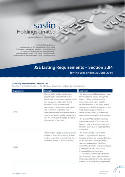 JSE Listing Requirements &ndash; Section 3.84