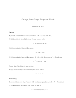 Axioms for Groups, Semi-Rings, Rings and Fields