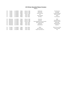 2015 Winter Basketball Master Schedule Week 1
