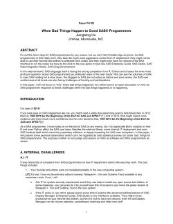 When Bad Things Happen to Good SAS® Programmers Jiangtang