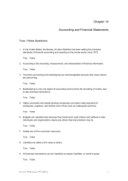 Chapter 14 Accounting and Financial Statements