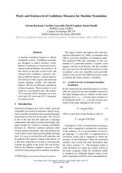 and sentence-level confidence measures for machine