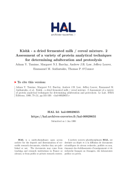 Kishk - a dried fermented milk / cereal mixture. 2 Assessment of