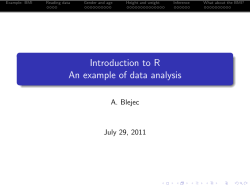 Introduction to R An example of data analysis