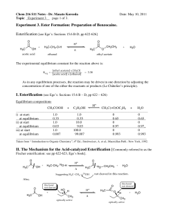 Experiment 3. Ester Formation: Preparation of Benzocaine. II. The