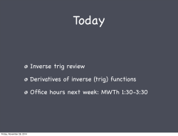 Inverse trig review Derivatives of inverse (trig)
