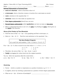 Algebra 1 Notes SOL A.2 Type I Factoring (GCF) Mrs. Grieser Name