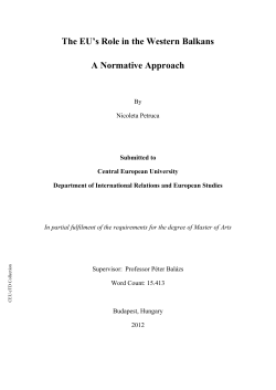 The EU`s Role in the Western Balkans A Normative Approach