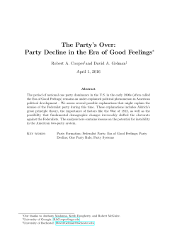 The Party`s Over: Party Decline in the Era of Good Feelings
