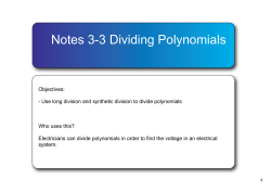 Notes 33 Dividing Polynomials