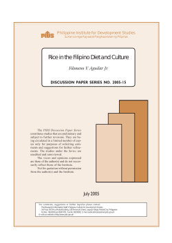 Rice in the Filipino Diet and Culture