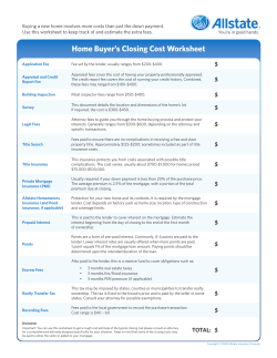 Home Buyer`s Closing Cost Worksheet