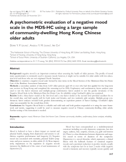 A psychometric evaluation of a negative mood