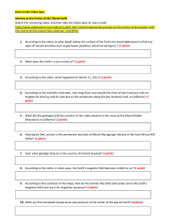 Extra Credit Video Quiz Journey to the Center of the Planet Earth