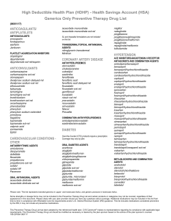 Generics Only Preventive Therapy Drug List