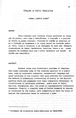 PROBLEMS lN POETIC TRANSLATION