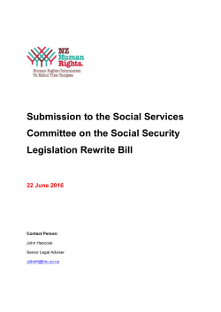 Submission on the Social Security Legislation Rewrite Bill