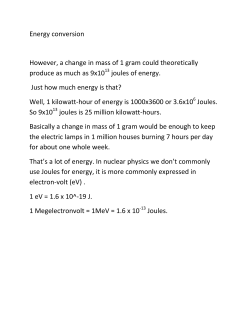 Energy conversion However, a change in mass of 1 gram could