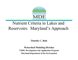 Nutrient Criteria in Lakes and Reservoirs