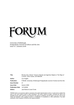 Moving Like a Ghost: Tarquin`s Specter and Agentive Objects in The