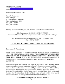 legal notice - sent via fax only - 1-714-446-1448