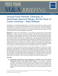 Unusual Facts Preclude &ldquo;Cleansing&rdquo; of Stockholder