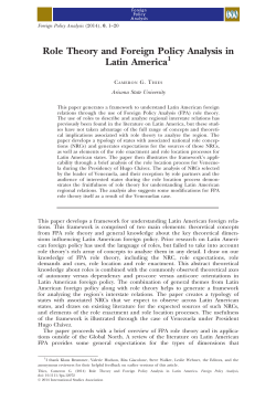 Role Theory and Foreign Policy Analysis in Latin America