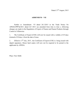Dated: 27 August, 2015 ADDENDUM &ndash; VII Further to Amendment