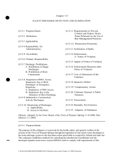 Chapter 113 - Illicit Discharge Detection and Elimination