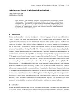 Jakobson and Sound Symbolism in Russian Poetry
