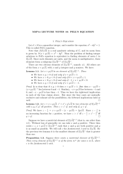 M3P14 LECTURE NOTES 10: PELL`S EQUATION 1. Pell`s Equation