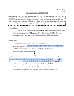 Melissa Ebling 11/9/06 Excel Spreadsheet Activity Redo #1