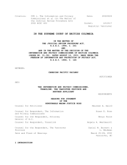 2002 BCSC 603 - Office of the Information and Privacy Commissioner
