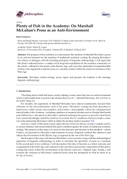 Plenty of Fish in the Academy: On Marshall McLuhan`s Prose as an