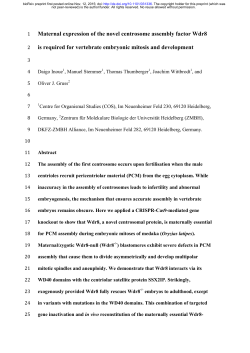 Maternal expression of the novel centrosome assembly