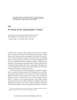 One The Internet and the ``Democratization`` of Politics