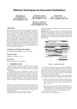 Efficient Techniques for Document Sanitization
