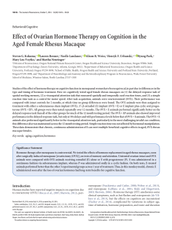 Effect of Ovarian Hormone Therapy on Cognition in the Aged