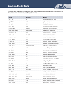 Greek and Latin Roots