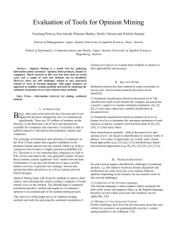 Evaluation of Tools for Opinion Mining