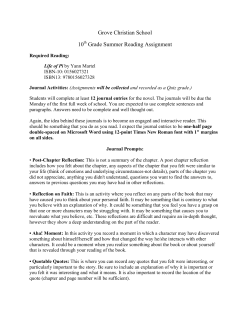 10th Grade Summer Reading Assignment