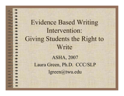 Evidence Based Writing Intervention
