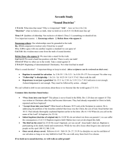 Seventh Study &ldquo;Sound Doctrine&rdquo;