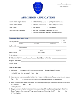 admission application - Christ Central Ministries