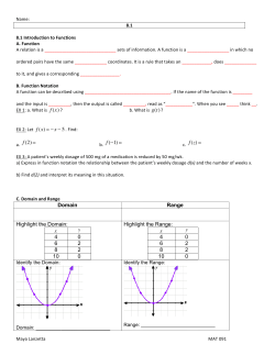 f(2) = f(&minus;1) = Domain Range Highlight the Domain: 4 0 6 2 8 2 10 0