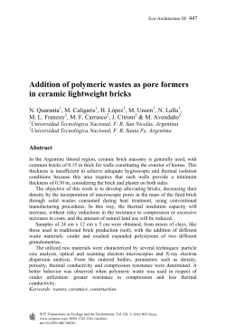 Addition of polymeric wastes as pore formers in ceramic