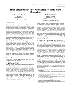 Email classification for Spam Detection using Word Stemming