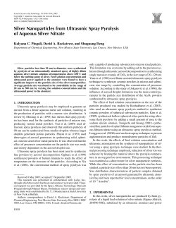 Silver Nanoparticles from Ultrasonic Spray Pyrolysis of Aqueous