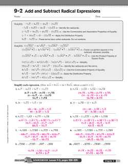 9-2 Add and Subtract Radical Expressions
