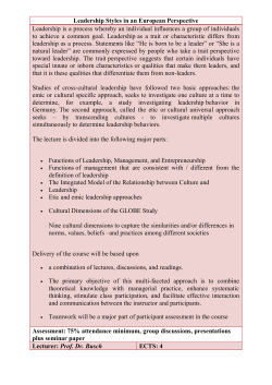 Leadership Styles in an European Perspective Leadership is a